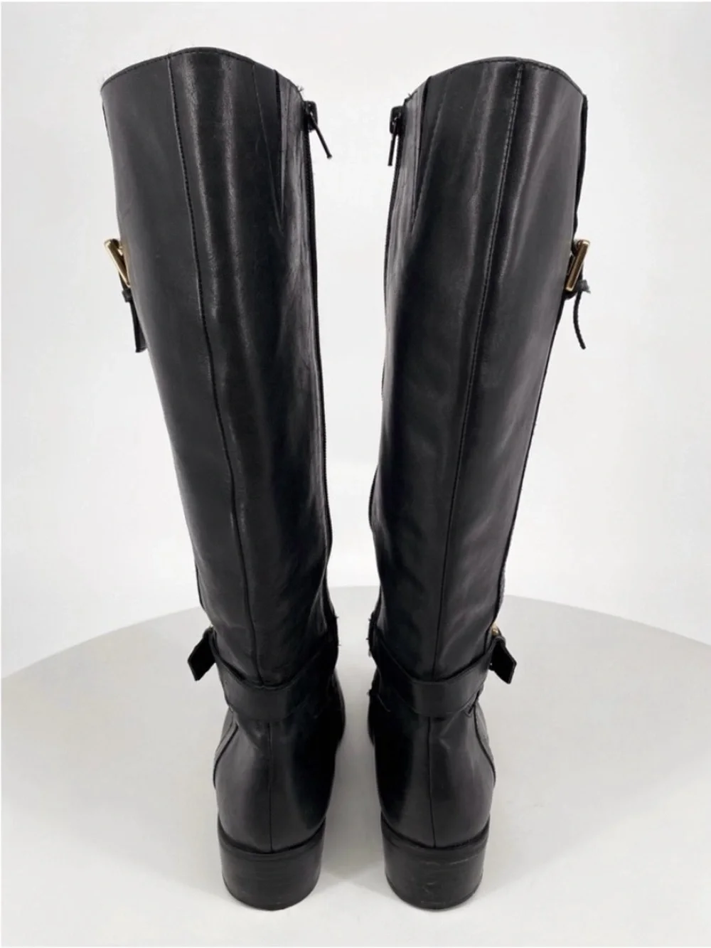 RALPH LAUREN Monica Tall Black Leather Knee-High Riding Boots Luxury size 8.5